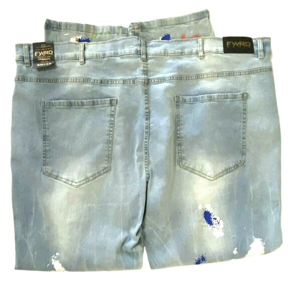 FWRD Paint Splatter Slim Fit Jeans 50x33 Streetwear Hip Hop Urban Grunge - Picture 3 of 7